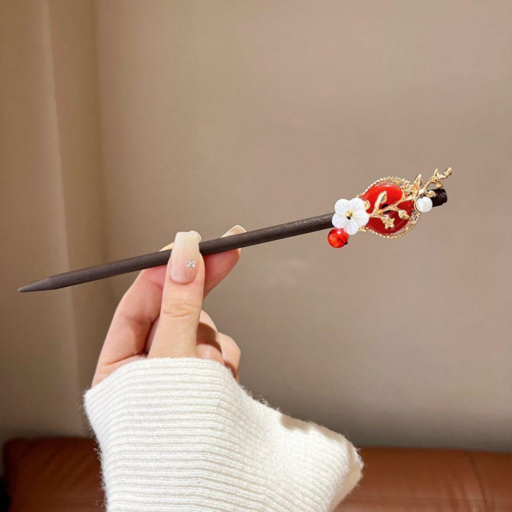 Китайский стиль Цветочная палочка для волос Вилка для волос Ханфу Палочка для волос Классическая деревянная палочка для волос Девушка