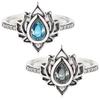 3PCS Transparent Blue Pear Zircon Ring Alloy Crystal Sapphire Rings New Wedding Ring  Jewelry Gift
