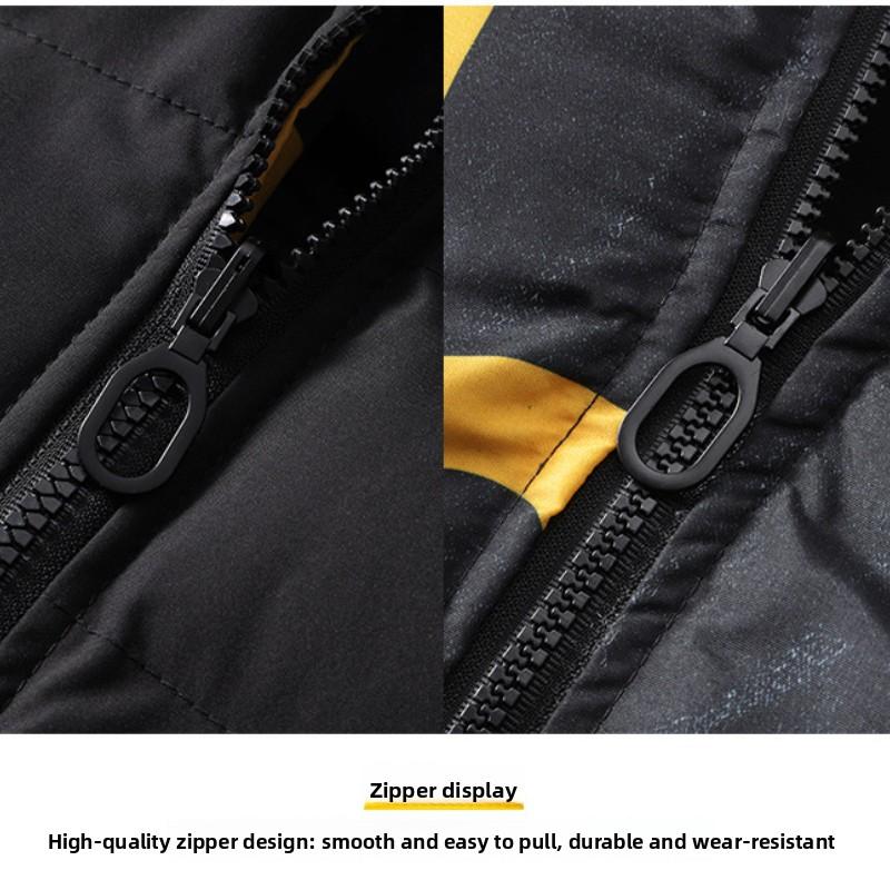 Зимняя хлопковая куртка мужская Утолщенное пальто Защита от холода Двусторонняя носка Корейский стиль Трендовый бренд Хлопковая куртка мужская Большого размера Хлопковая куртка с утеплителем