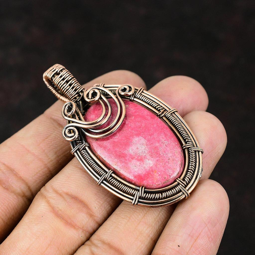 Подвеска из тулита, обмотанная медной проволокой, медное украшение, антикварное украшение, подвеска ручной работы, подвеска с драгоценным камнем, подарок для него, подвеска для женщин