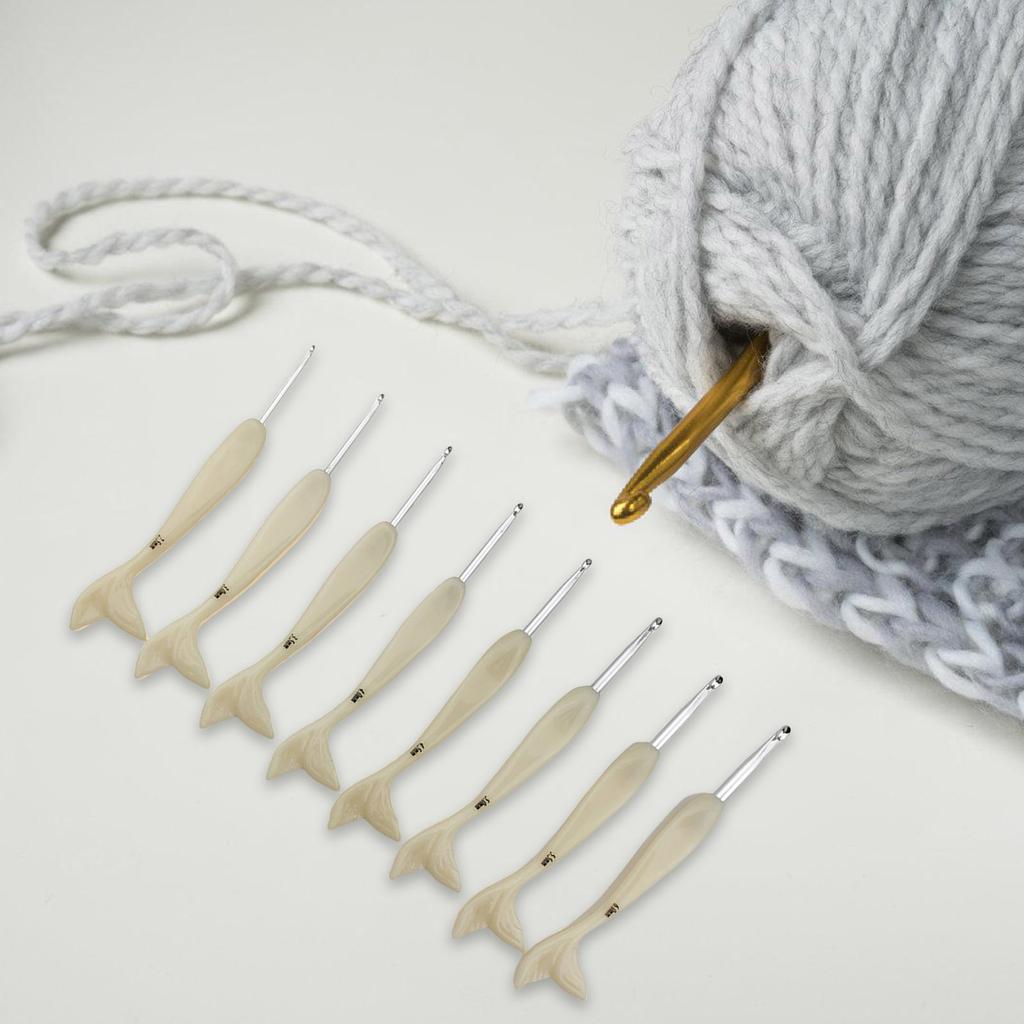 8 шт. эргономичный крючок для вязания 2,5-6,0 мм алюминиевый крючок для вязания с ручкой из смолы в виде рыбьего хвоста для начинающих любителей