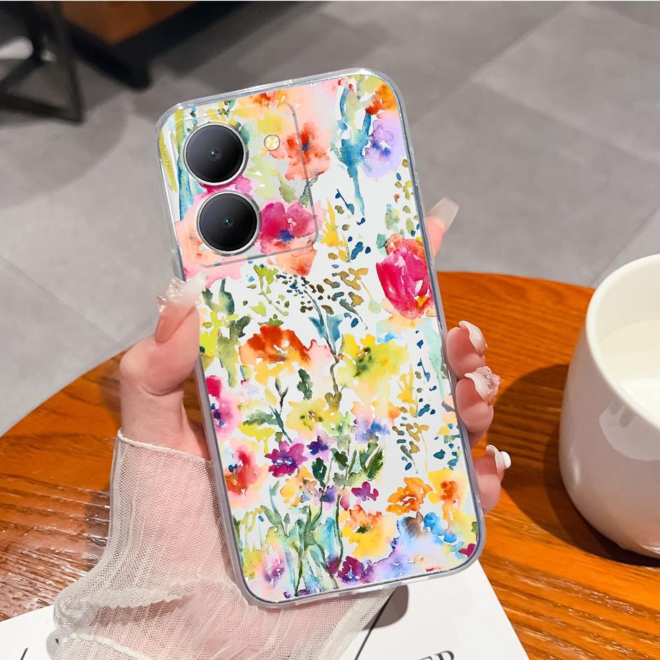 For Vivo Y77e Y90 Y91C Y9s Y83 Y97 Y51 Z5X Z6 Z1 Pro Case Cover Fashion Daisy Transparent Soft Silicone Camera Protection Phone Bags For Vivo Bumper