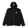 Champion Long Sleeve Stretch Windproof Zip Hooded Jacket with Men's Anti-Static Water-Repellent One-Point Logo, Black, C3-ZG601