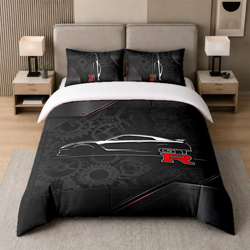 3Pcs Bedding SetNissan GT-R Soft Bed Sheet and Two Pillowcases Home Bedroom Decor
