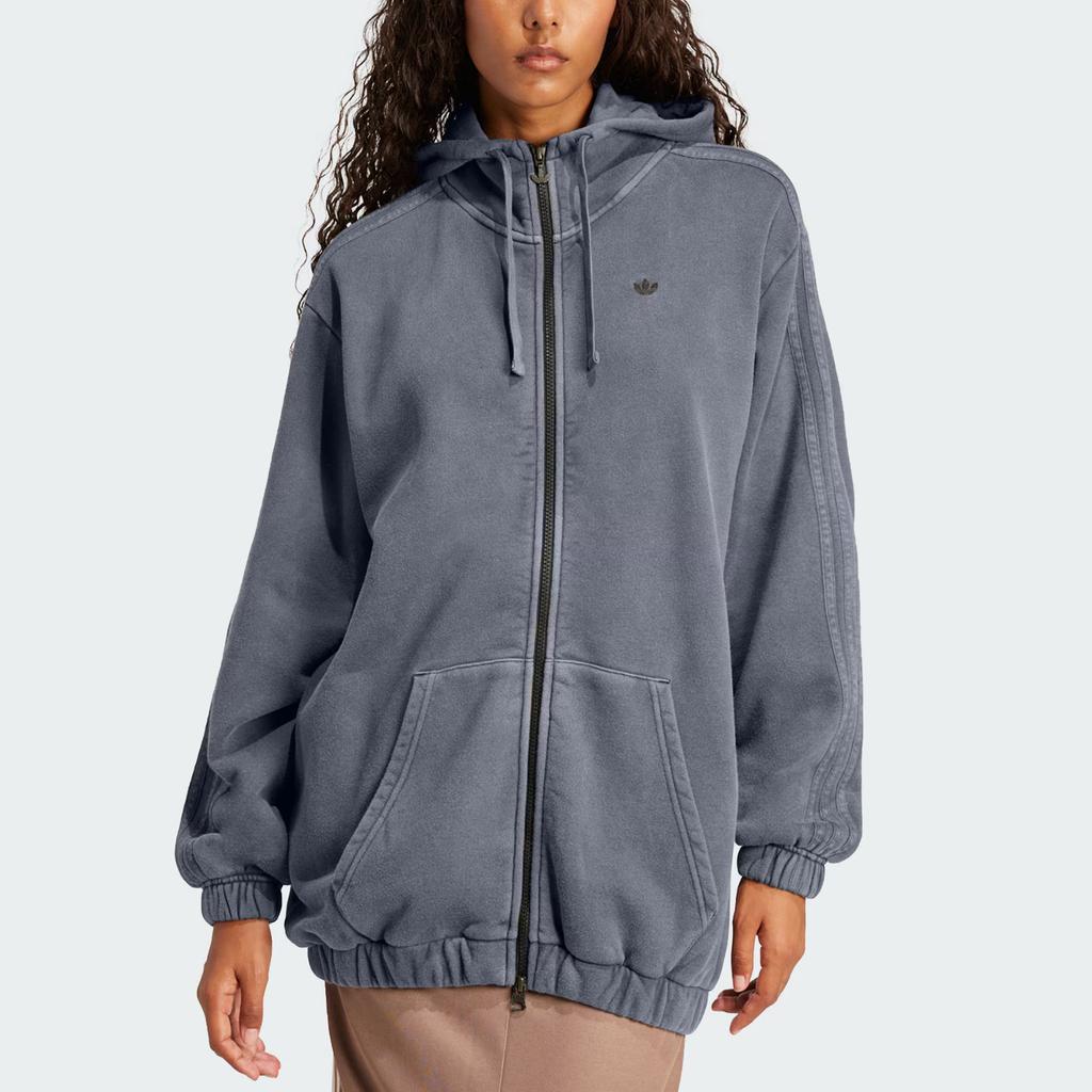 adidas Оригинальная выстиранная толстовка с молнией женская куртка черная JD0054