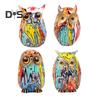 Граффити Сова Фигурка Сова из смолы Украшение для рабочего стола Многоцветная статуя Совы для дома Подставка под телевизор Офисная книжная полка Украшение стола