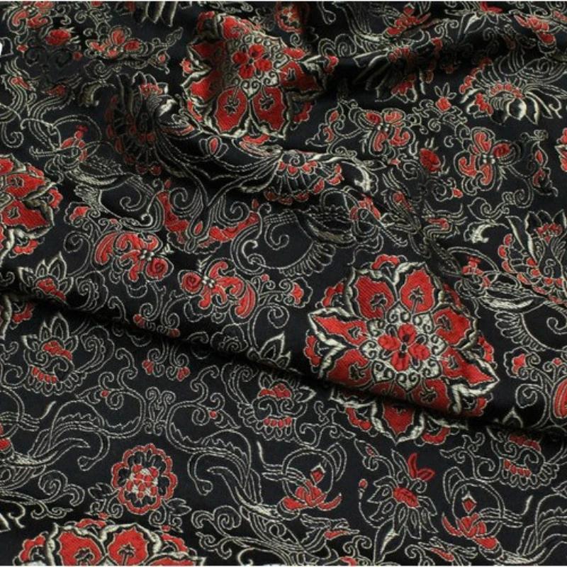 75x100cm Jacquard Floral Style Damask Silk Satin Brocade Fabric Costume Upholstery Furniture Curtain Clothing Material