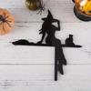 Черная кошка, ведьма, метла, украшение на дверь на Хэллоуин, внутренняя и наружная акриловая рамка, настенная скульптура для гостиной