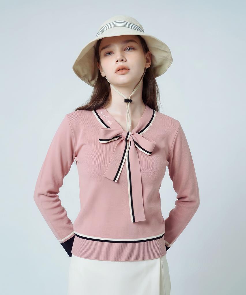 MONBIRDIE GOLF Marie Ribbon Knit Pink