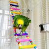 LWN Colourful Pet Climbing Ladder Biting Wood Brick Toys with Hanging Rope for Bird Parrot Supplies