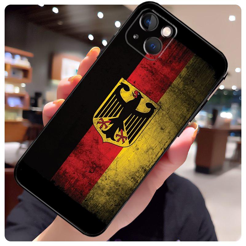 Чехол-эмблема с флагом Германии для iPhone 16 13 14 11 12 15 Pro Max X XR XS Max Plus 14 Plus Задняя крышка