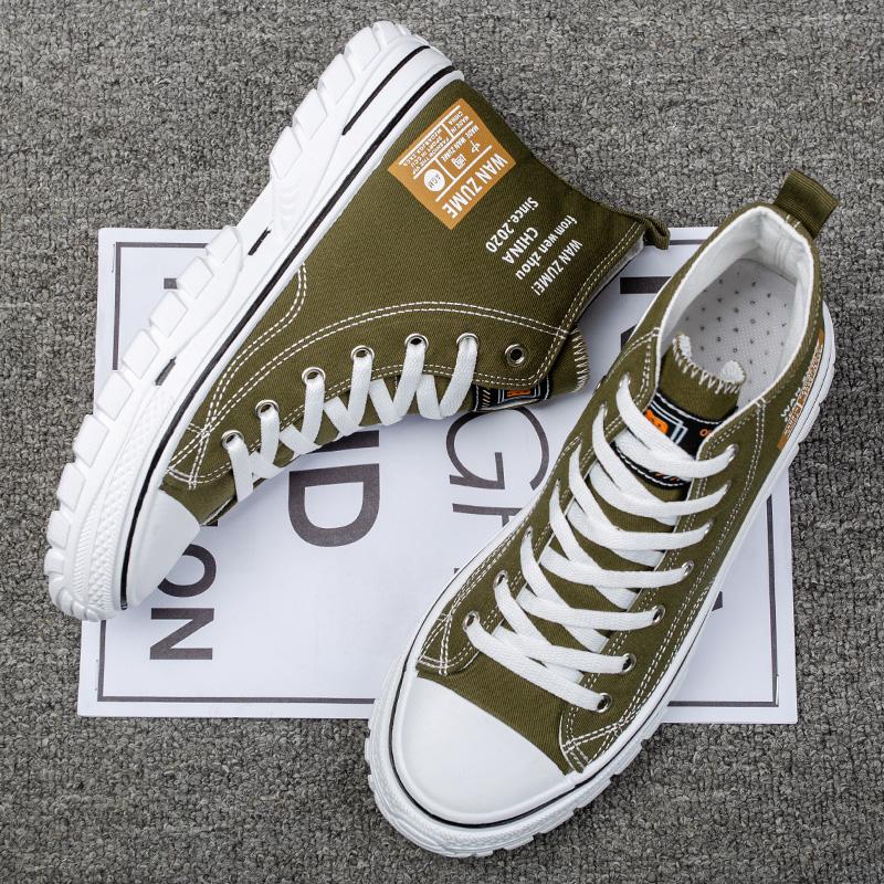 Модные мужские трендовые парусиновые туфли с высоким берцем. Мужская повседневная крутая обувь в уличном стиле. Кроссовки в стиле хип-хоп для подростков.