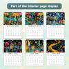 1 шт. Настенный календарь 2026, Дизайн растений в народном стиле, Красочные цветочные узоры, Планировщик на 12 месяцев, Идеальный подарок на дни рождения и праздники