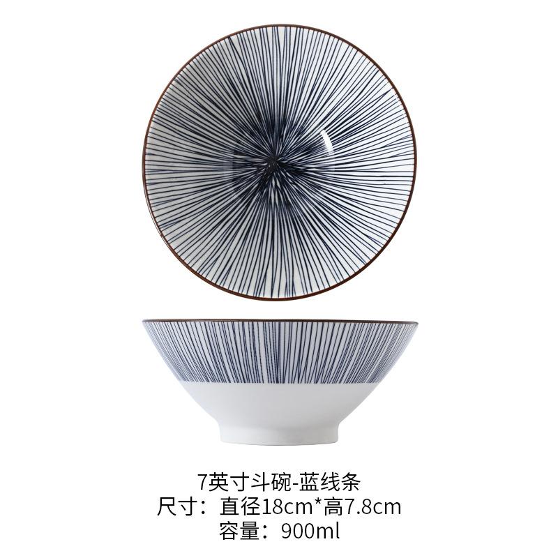 7-дюймовая японская миска для рамена керамическая подглазурная креативная миска для супа с лапшой для дома, ресторана