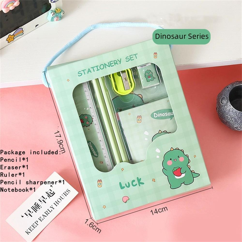 Portable 6-in-1 Stationery Set Cartoon Rabbit Bear Student Stationery Bag Pencil Eraser Sharpener Kindergarten School Supplies