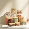 Transparent Plastic Food Jar with Bamboo Lid for Kitchen Storage