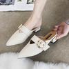 Fashion Woman Slippers Outside Slides Pointed Sandals Mules Toe Black Shoes For Women Cheap Premium Stylish Sale New Style Korea