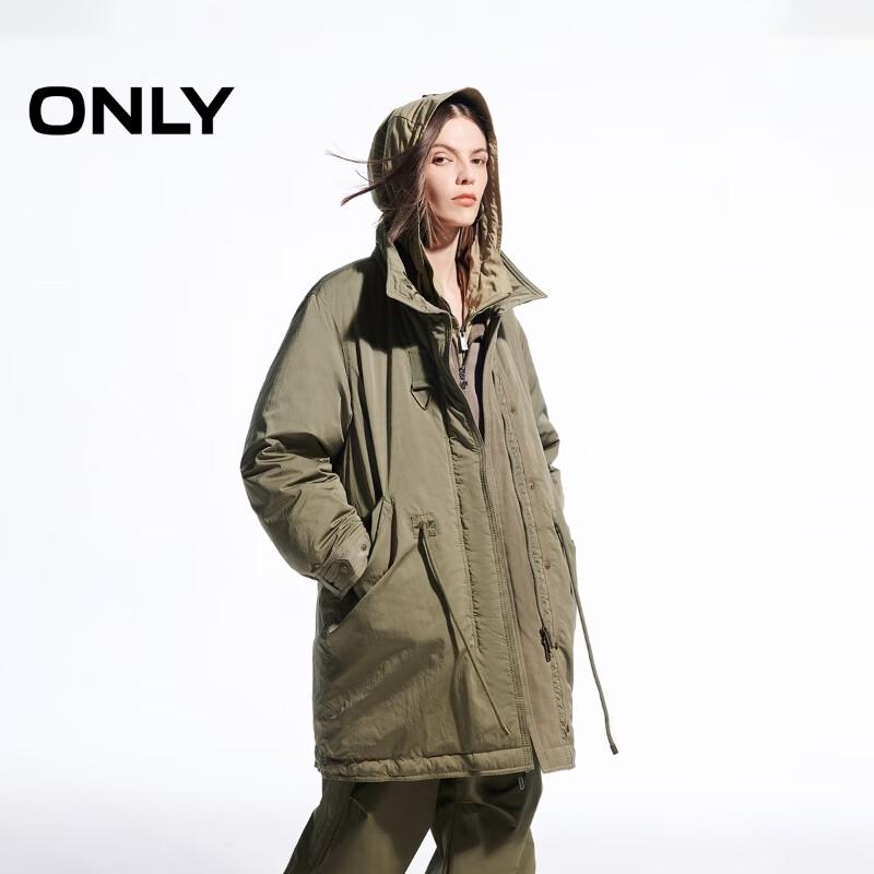 ONLY Women's 90% White Duck Down Minimalist Stand Collar Parka