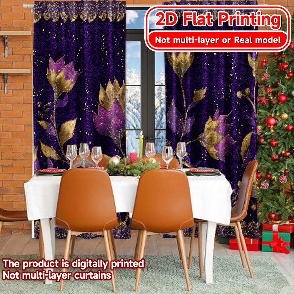 2D Flat Printing,2pcs Golden Palace Popular Curtains&Window Treatment Fabric Curtains Decorations Outdoor Suitable for Kitchen
