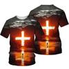 God Bless Vintage Jesus Christ T Shirt For Men 3D Print Men's Oversized Camiseta Short Sleeve Top Tee