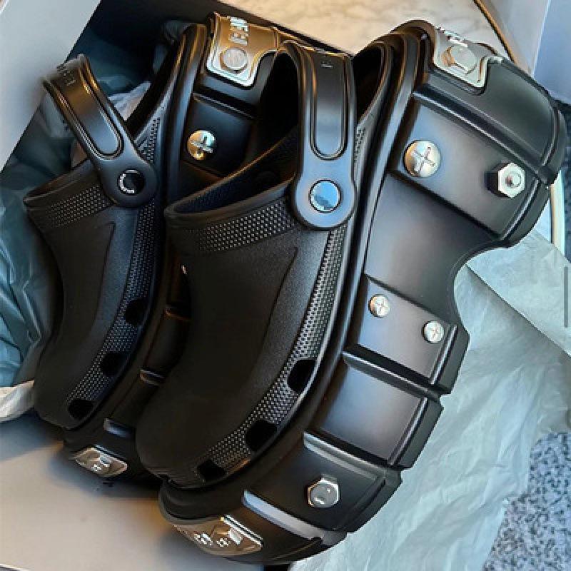 Мужские туфли двойного назначения Z Black Dual-Purpose с толстой нескользящей подошвой - Heightening Paris Hole Slip-On Летняя пляжная обувь