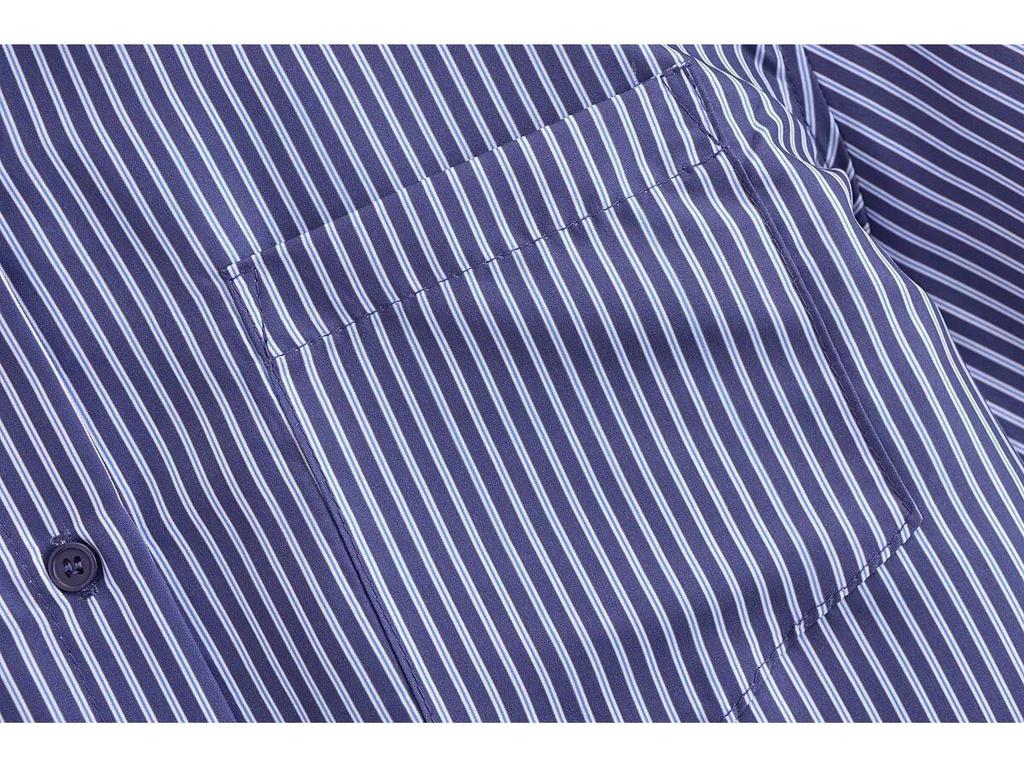 Зимняя женская полосатая рубашка с рукавами «летучая мышь» в европейском и американском стиле 2024