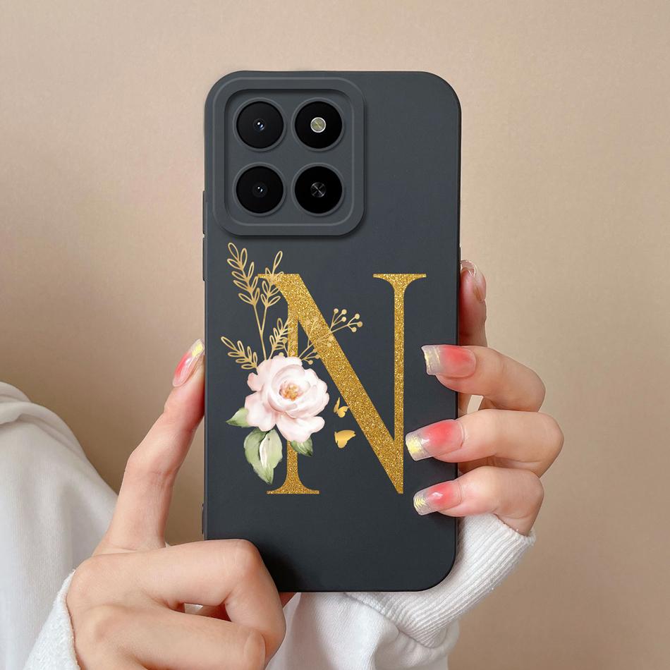Для Honor X5B Plus X5 Чехол Простая Буква Имени Мягкий Гладкий Жидкий Силикон Ударопрочная Задняя Крышка Телефона Для Honor X 5 X5bPlus Capa