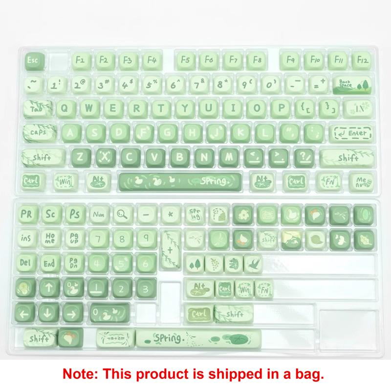 Xiaomi 132 Keys Green 5 Sides Dye Sublimation PBT Keycaps Cute MOA Profile Keycaps for Cherry Gateron MX Switches Mechanical Keyboards