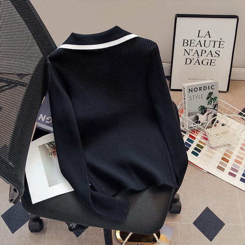 Женский элегантный облегающий трикотажный топ с длинным рукавом и молнией