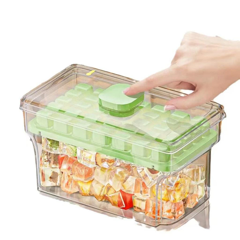 Portable Covered Ice Cube Tray with Lid - Single/Double Layer, Square Mold, Large Capacity Storage Box