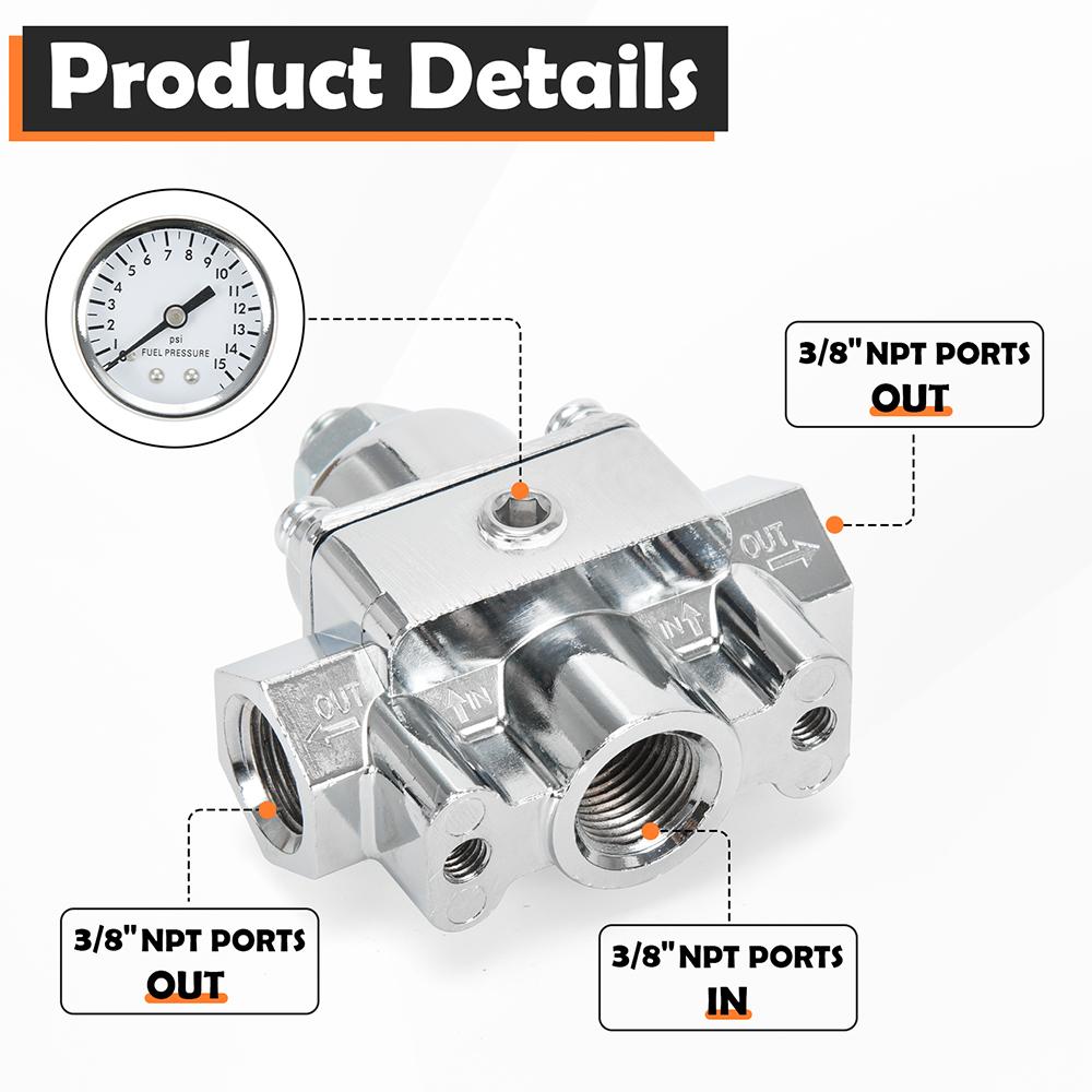Designed to precisely control the fuel pressure from the fuel pump to the carburetor 12-803 & 12-804 ABS & Metal