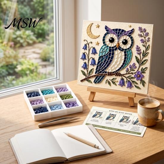 Hands-on Art Hobby Kits Garden Woodland Mosaic Kit, DIY Animal Tile Craft Handmade Home Decor Projects Beginner Friendly Crafting Project for Adults,