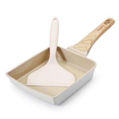 Керамическая жаровня SENSARTE Tamagoyaki включает в себя газовый огонь IH PFOA, легко и просто поставляется с сковородой цвета хаки, покрытием, запасной, 18 см 15 см, совместимой,