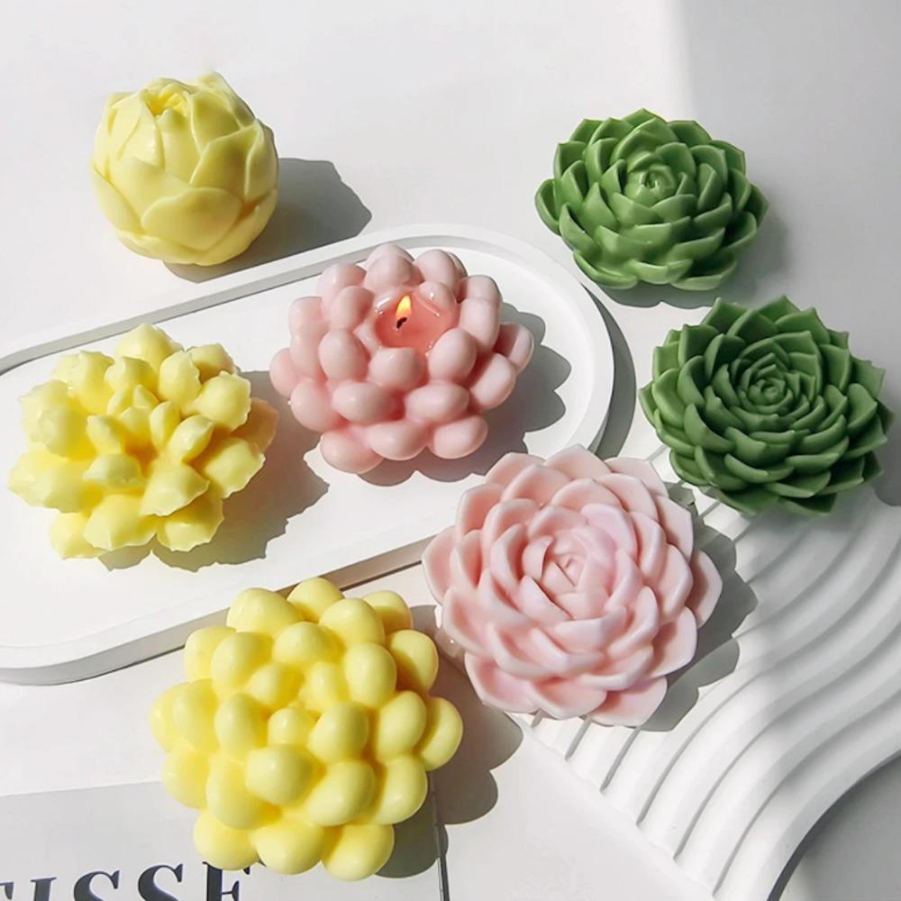 3D Fleshy Succulent Series Candle Silicone Mold DIY Flower Plaster Soap Mold Valentine's Day Gift Handmade Candle Making