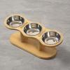 Raised Cat Food Water Bowl Elevated Tilted Dishes with Wooden Stand Anti Vomiting 3 Bowls Cat Feeder for Indoor Cats Puppy