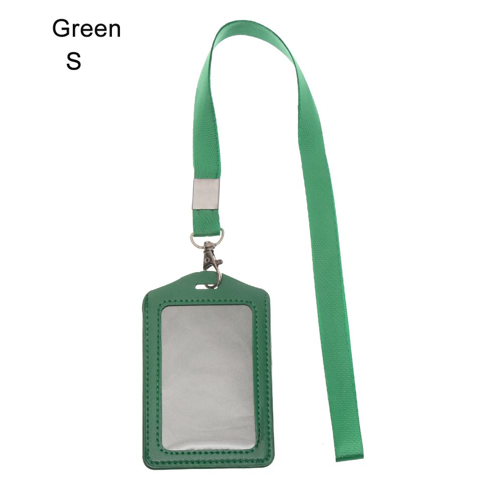 ID Leather Card Holders Lanyard Card Sleeve Women Men PU Bank Card Name Credit Card Holders Neck Strap Card Candy Colors
