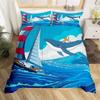 Комплект пододеяльника с кошкой, акварельный кит, рыбалка, постельное белье, комплект пододеяльника с морской волной, морской, на морскую тематику, покрывало