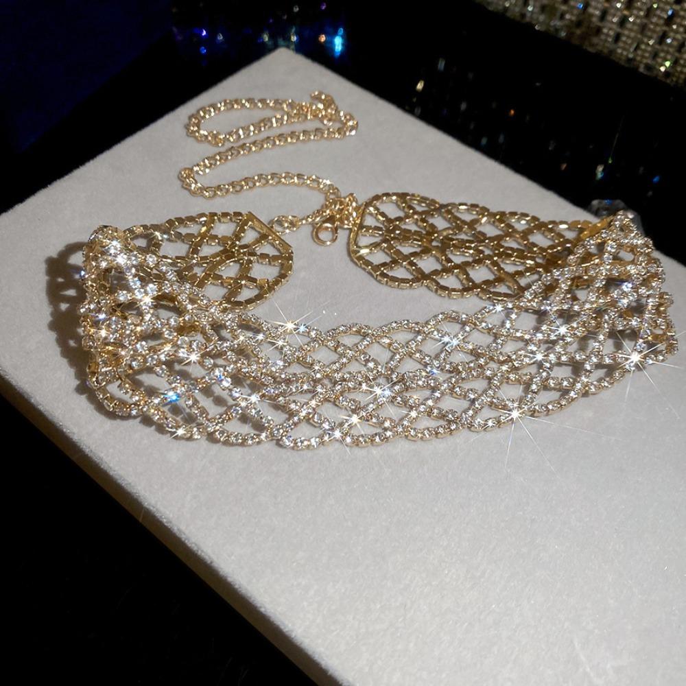 Fashion Retro Temperament Neck Chain Rhinestone Sparkling Collar Chain Bridal