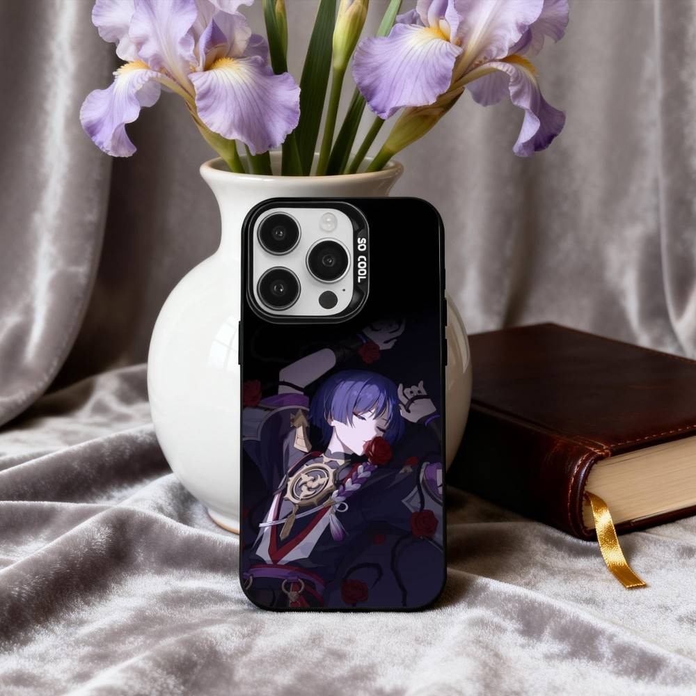 Чехол для телефона S-Scaramouches G-Genshin I-Impact-T для iPhone17,16,15,14,13,12,11 Plus,Pro Max Конфетный Посеребренный Внутренний Чехол