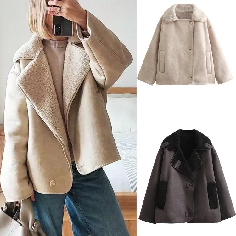 Autumn and Winter Fashion Temperament Women's Clothing One-piece Double-sided Jacket Ladies Warm Coat