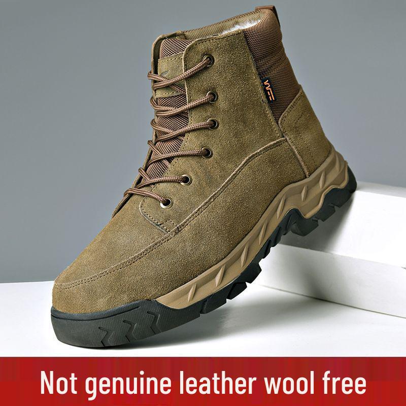 Мужские зимние ботинки из цельной коровьей овчины - Очень толстая шерсть, Морозостойкие, Нескользящие, Зимние ботинки с высоким голенищем