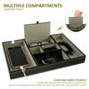 PU Desktop Organizer with 5/6 Compartments Men's Valet Tray Nightstand Jewelry Storage Box for Phone Keys Wallet Watch Glasses