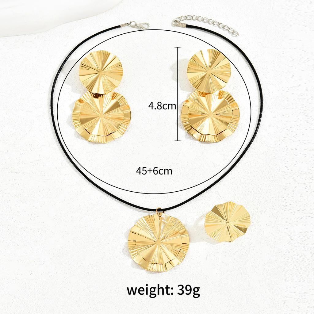 Personalized Hip-hop Women's Earrings, Necklace Set, Fashionable Double-layer Design Stud Earrings, Simple and Versatile Women's Ring