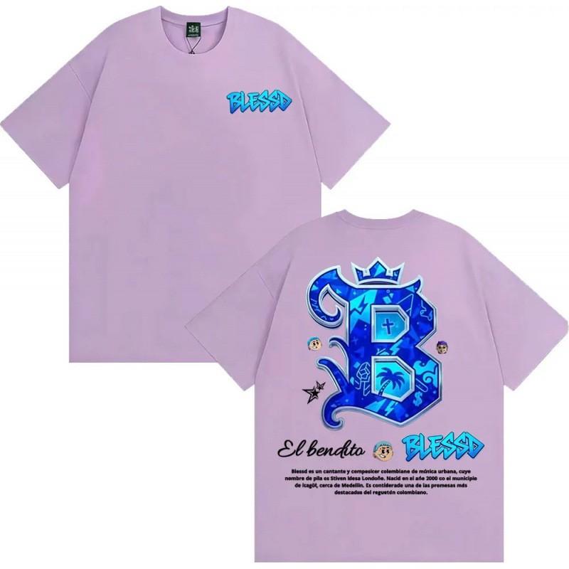 Blessd El Bendito Graphic Tee Streetwear Cotton T-Shirt Men Casual Short Sleeve