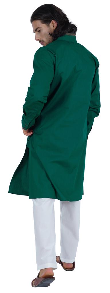 Atasi Мужская длинная однотонная кофта Henley с длинным рукавом и воротником-стойкой, этническая длинная