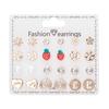 December Flower & Heart Strawberry Diamond Paper Card Earrings Set - 12 Pair