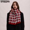Autumn and Winter New Knitted Scarf Diamond Grid Thickened Warm Neck for Couples Versatile and Soft