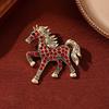 Yousheng Retro Horse Brooch Rhinestone Inlaid Horse Pin Zodiac Year Animal Brooch Men Women Suit Accessory for Handbag Clothes Decoration