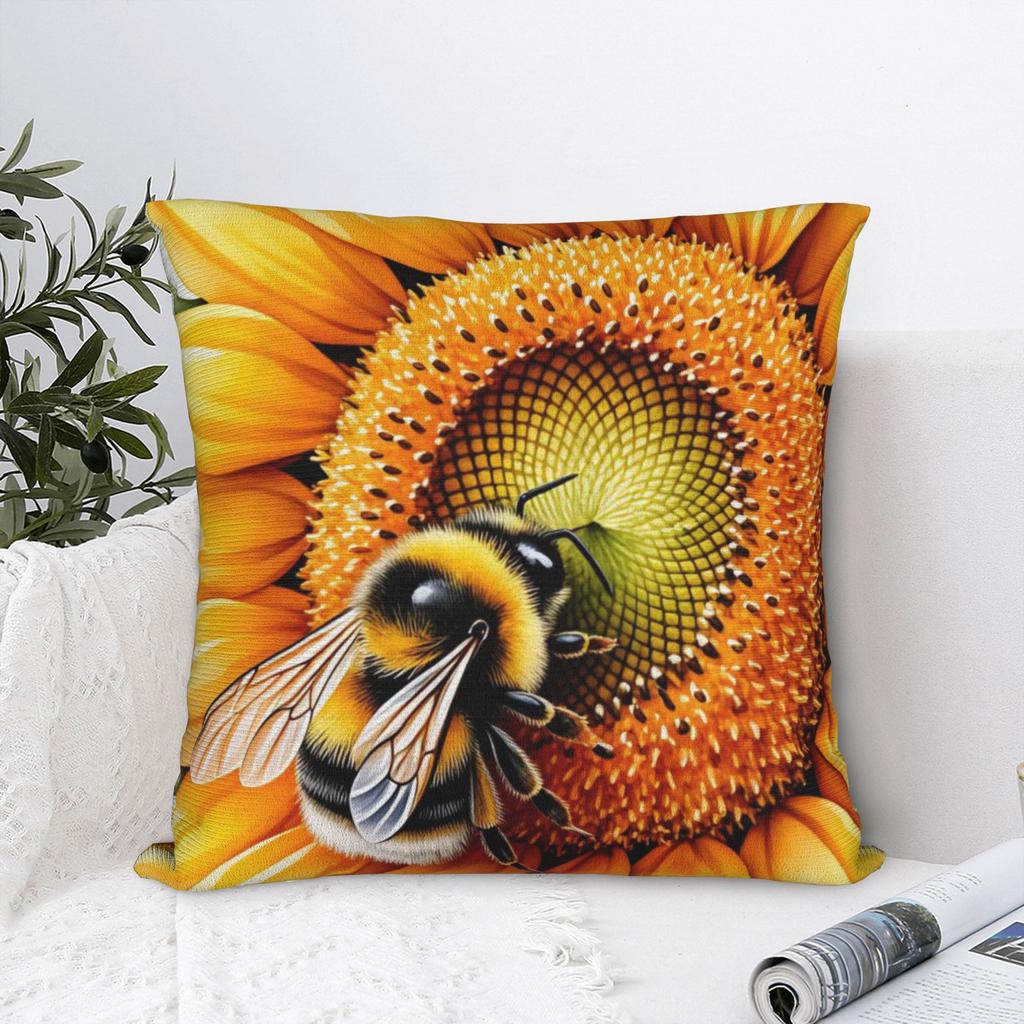 Bee And Flowers Pillowcases Fashion Pillow Case For Sofa Home Decor Soft Pillow Cover
