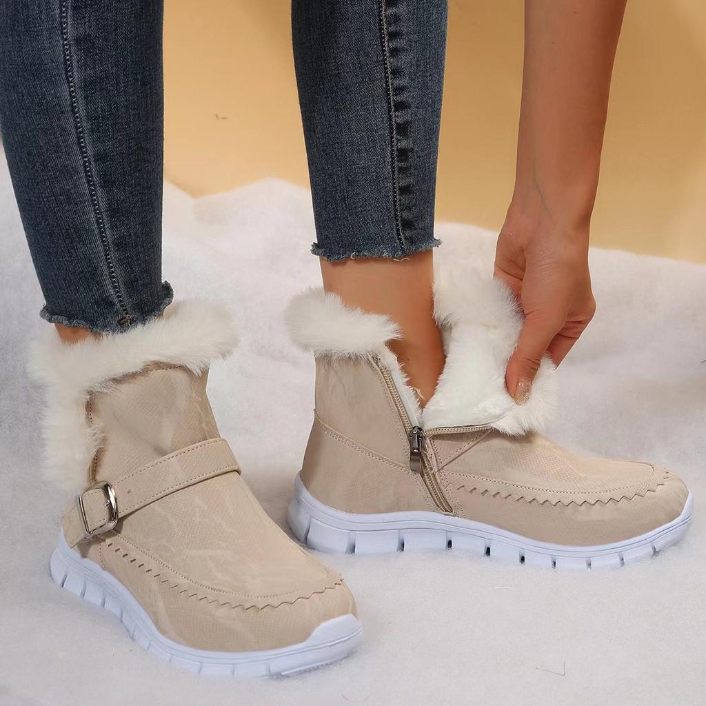 Fashion Fur Warm Chelsea Snow Boots Winter Women Casual Shoes New Short Plush Suede Ankle Boots Flats Gladiator Sport Ladie Botas Mujer